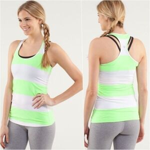 Lululemon Cool Racerback White Neon Green 4 NWOT